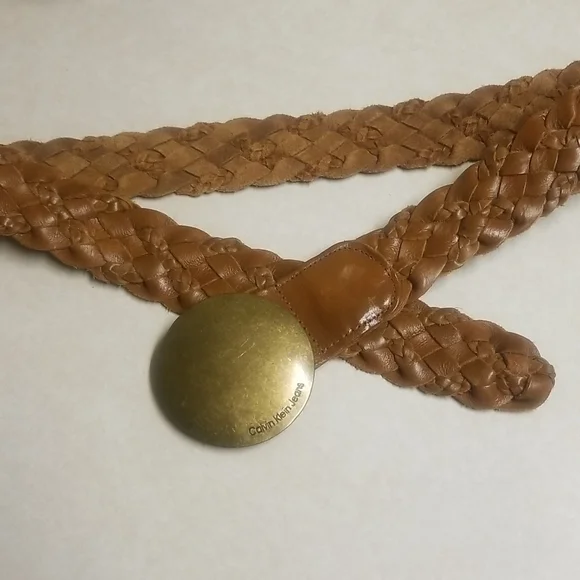 Calvin Klein Jeans Vintage brown Braided Belt size medium Vintage Calvin Klein Braided Leather Belt – Dark Brown, Made  main image 2